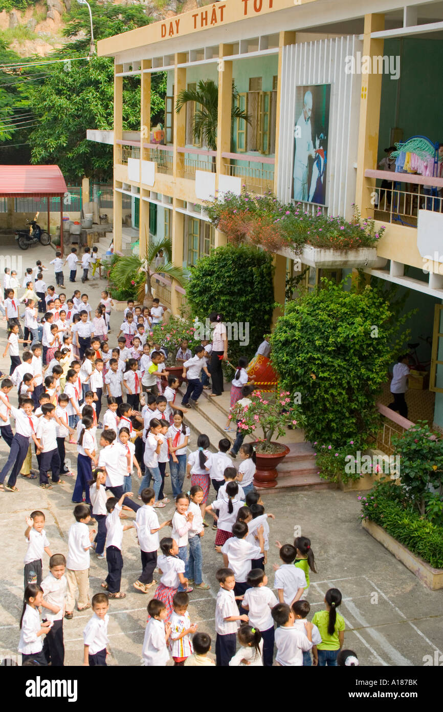 2007 Children on the Elementary School Playground Cat Ba Town Cat Ba Island Halong Bay Vietnam Stock Photo