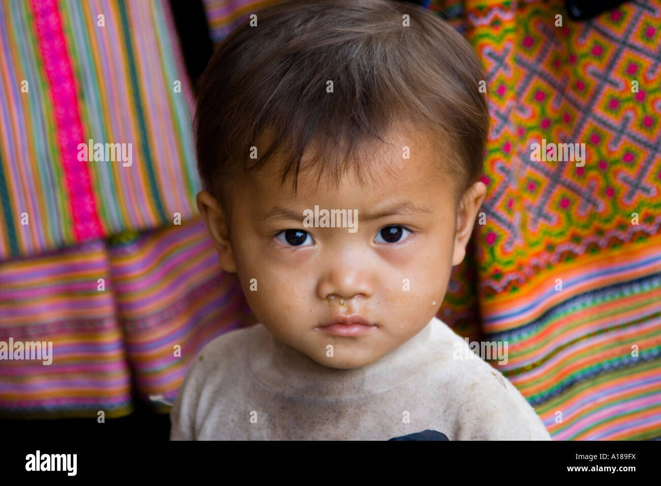 2007 Small Child at Bac Ha Market Near Sapa Vietnam Stock Photo