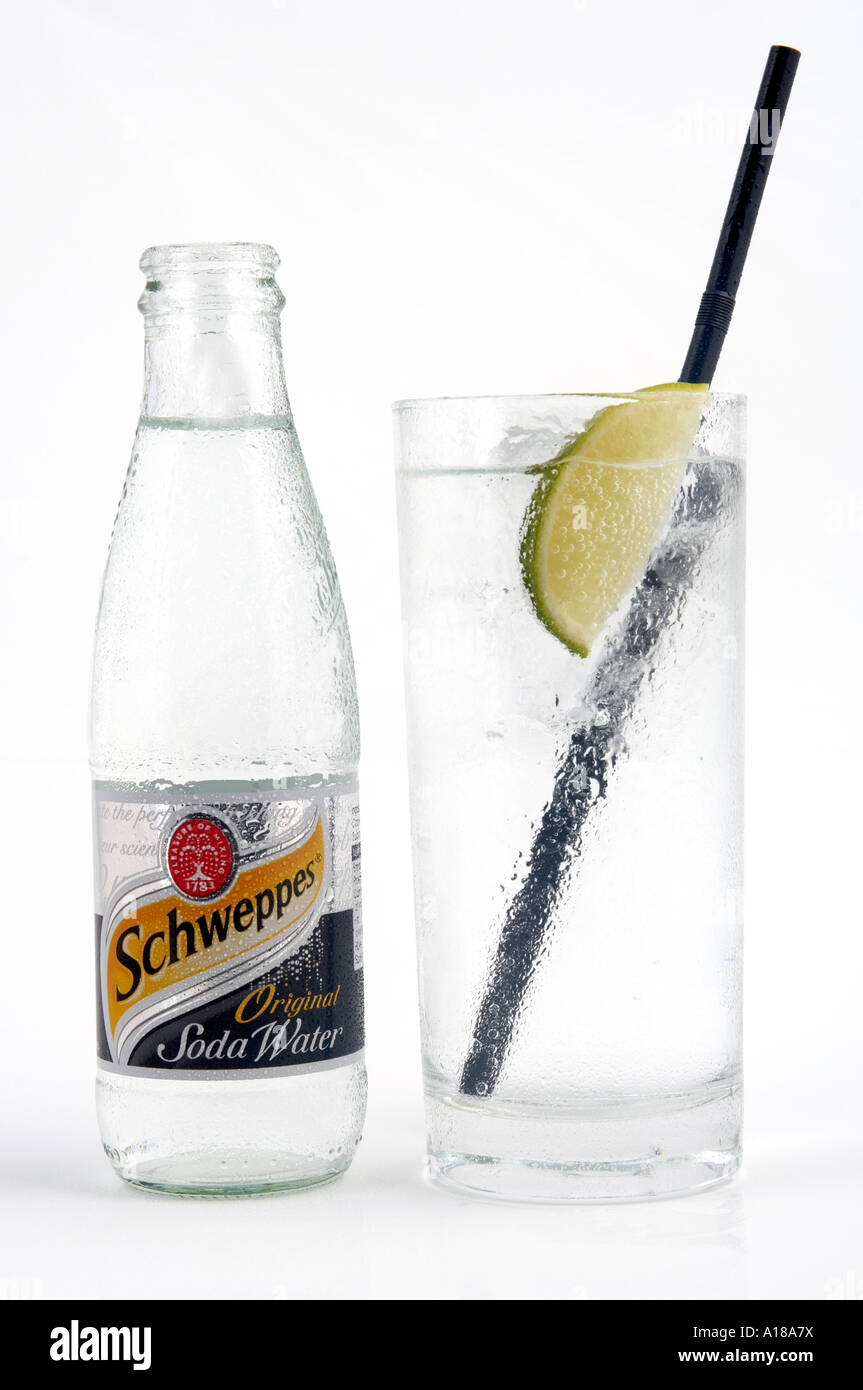 bottle soda water with full glass perfect serve Stock Photo Alamy