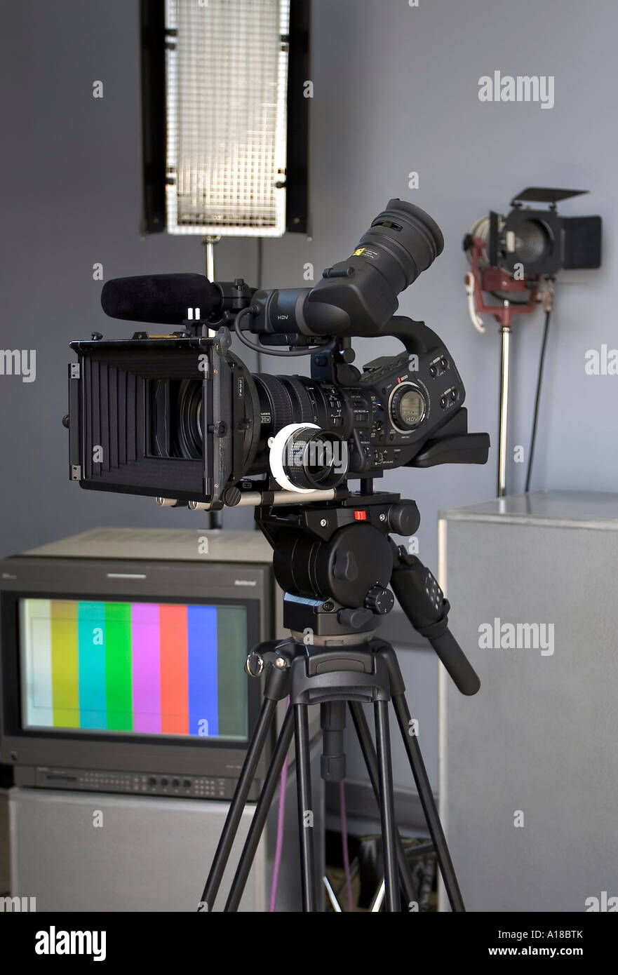 High Definition Video Camera in a Studio Setting with Professional
