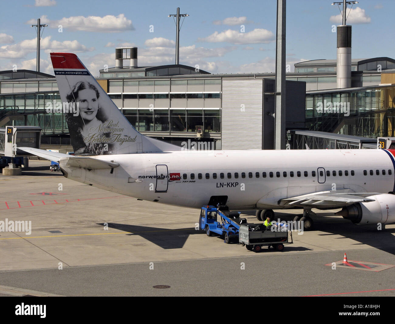 Air plane at Oslo Airport Gardermoen, OSL, located in Gardermoen, Ullensaker, Norway Stock Photo