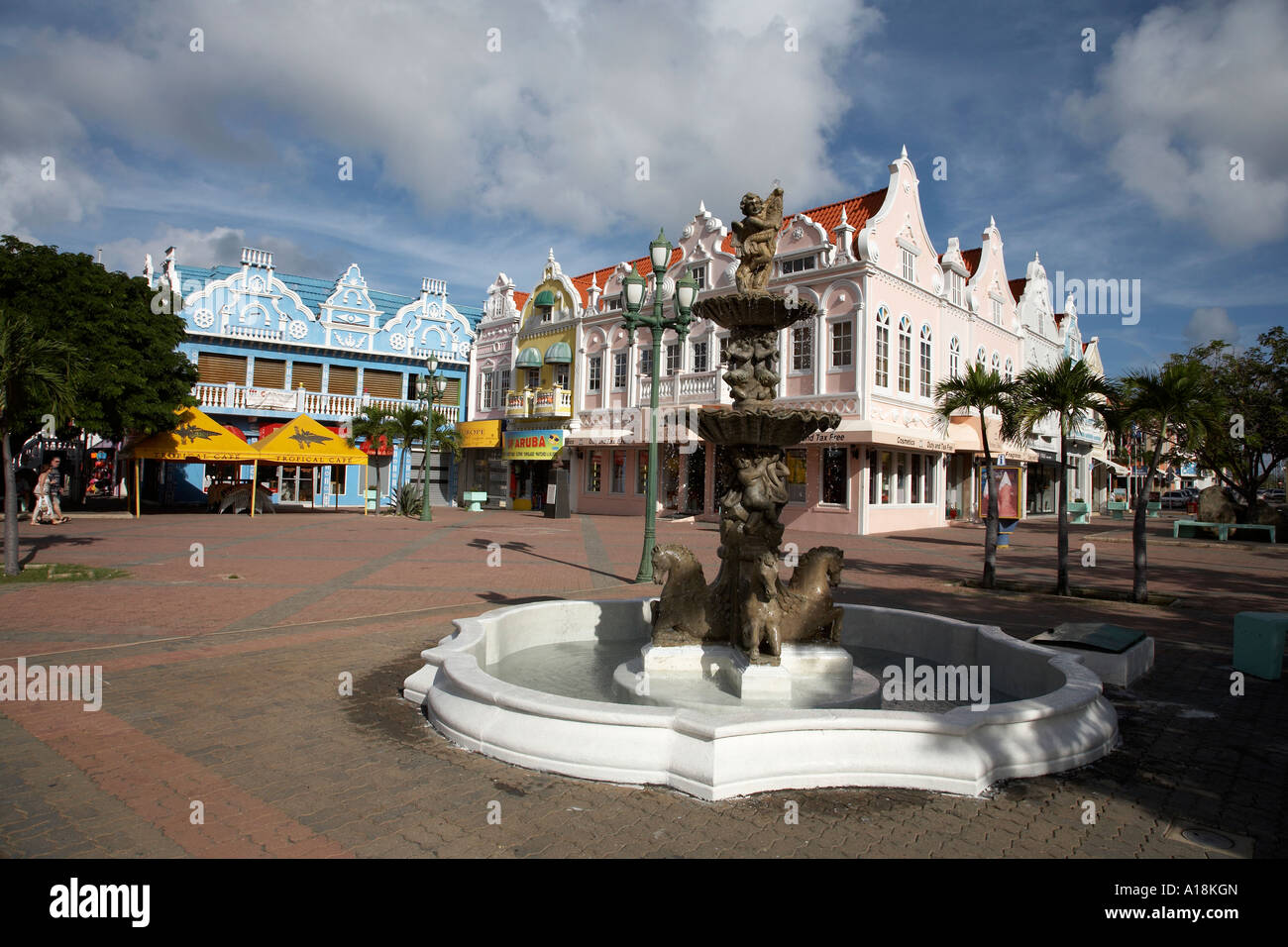 fountain in the town square oranjestad aruba caribbean west indies