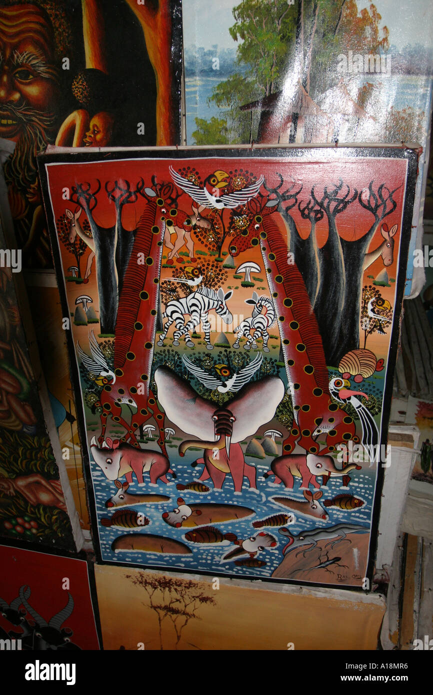 ZANZIBAR Tinga Tinga painting Stock Photo Alamy