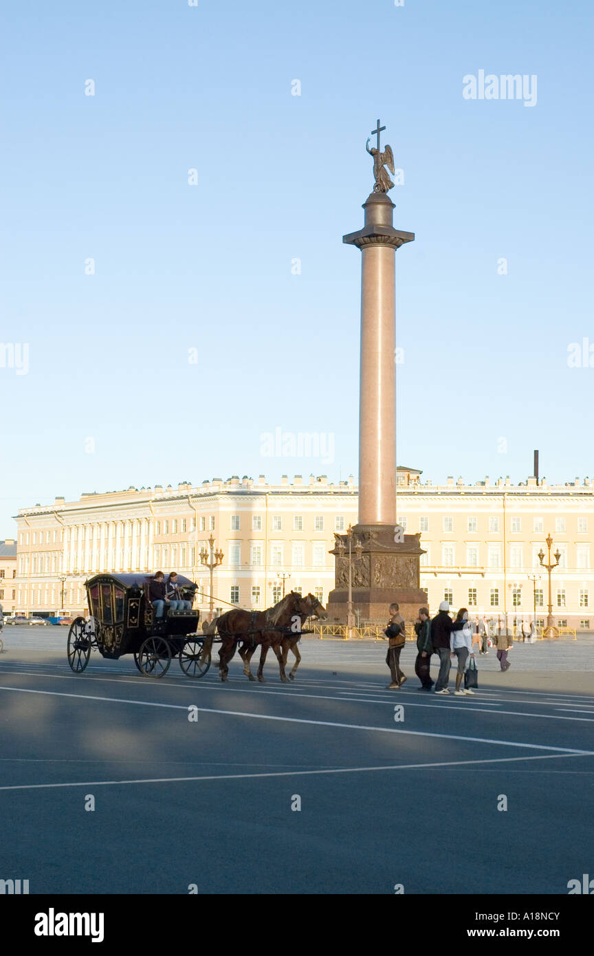 The Alexander Column in Palace Square Saint Petersburg Russia Stock Photo