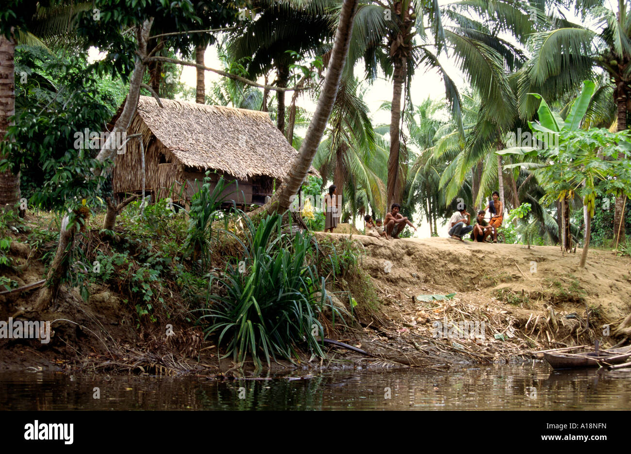 Philippines Palawan house on Tumarbong River near Quezon Stock Photo