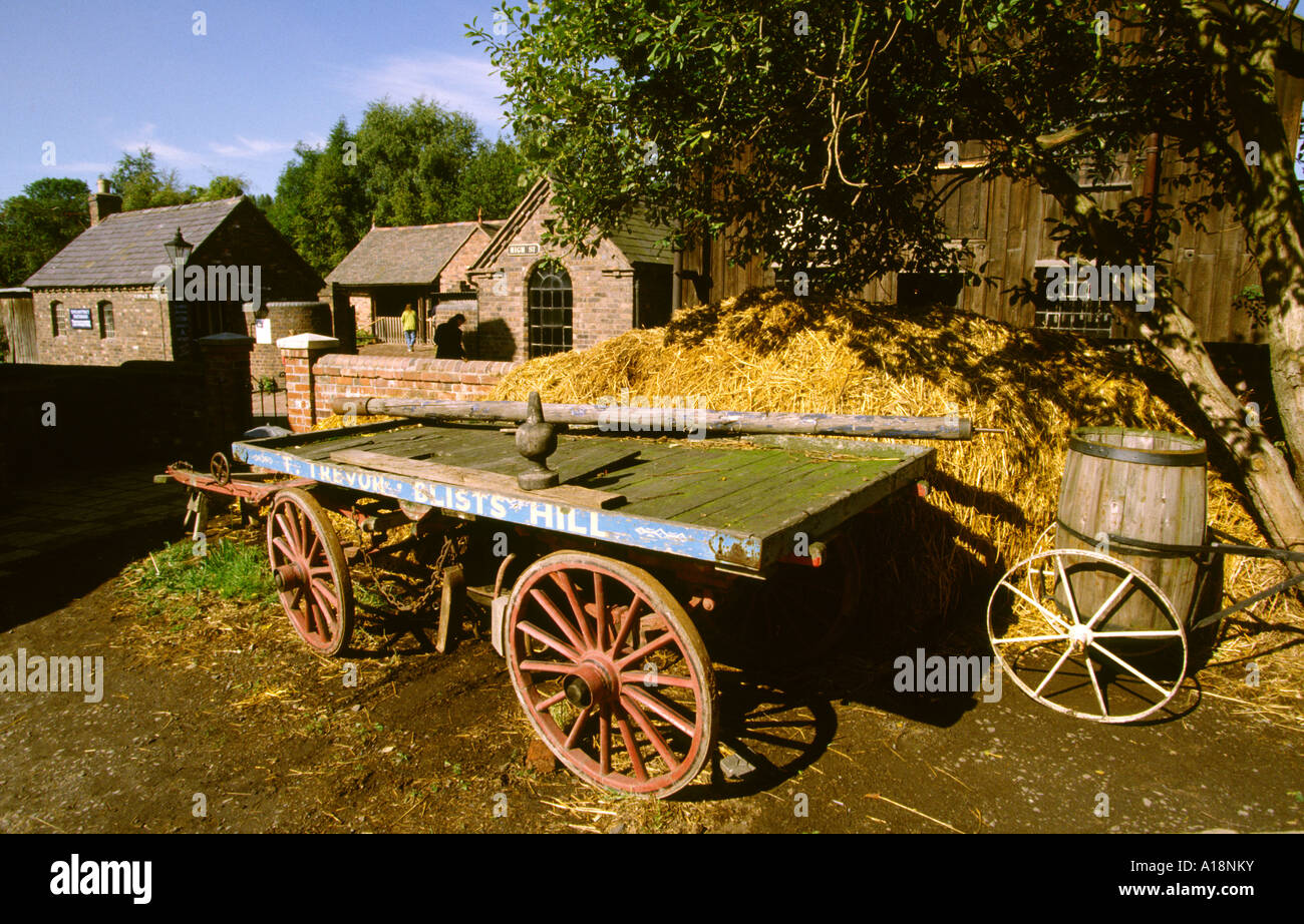 UK Shropshire Ironbridge Blists Hill Museum cart in the harness makers yard Stock Photo