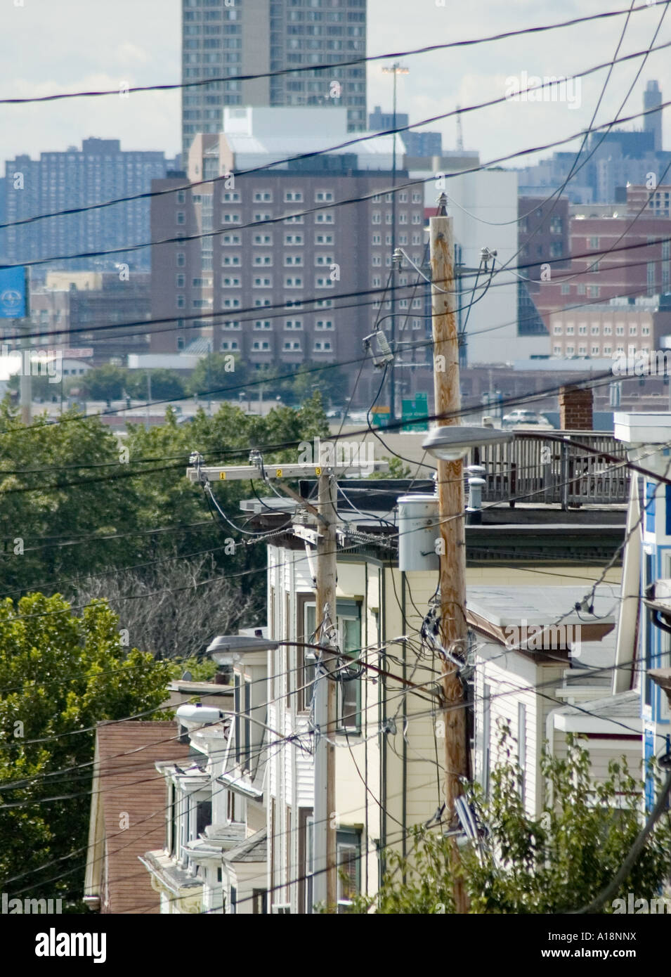 A view of Boston's South Bay from Dorchester Heights in Boston Massachusetts Stock Photo