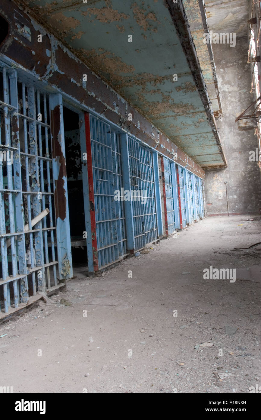 Old cell block in abandoned prison Nebraska Department of Correctional Services Nebraska USA Stock Photo