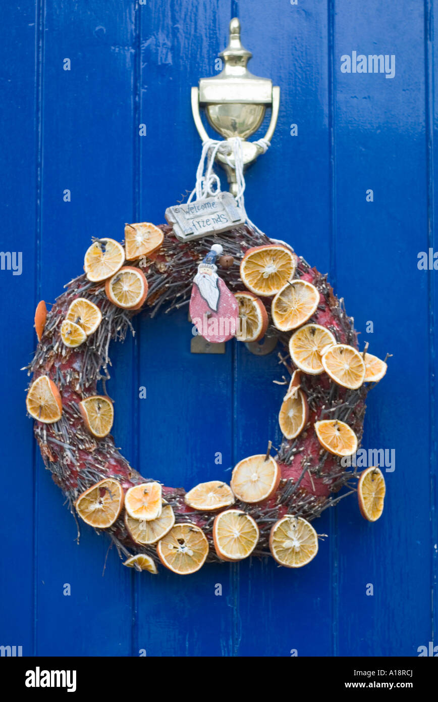 England UK Christmas wreath on a front door Stock Photo Alamy