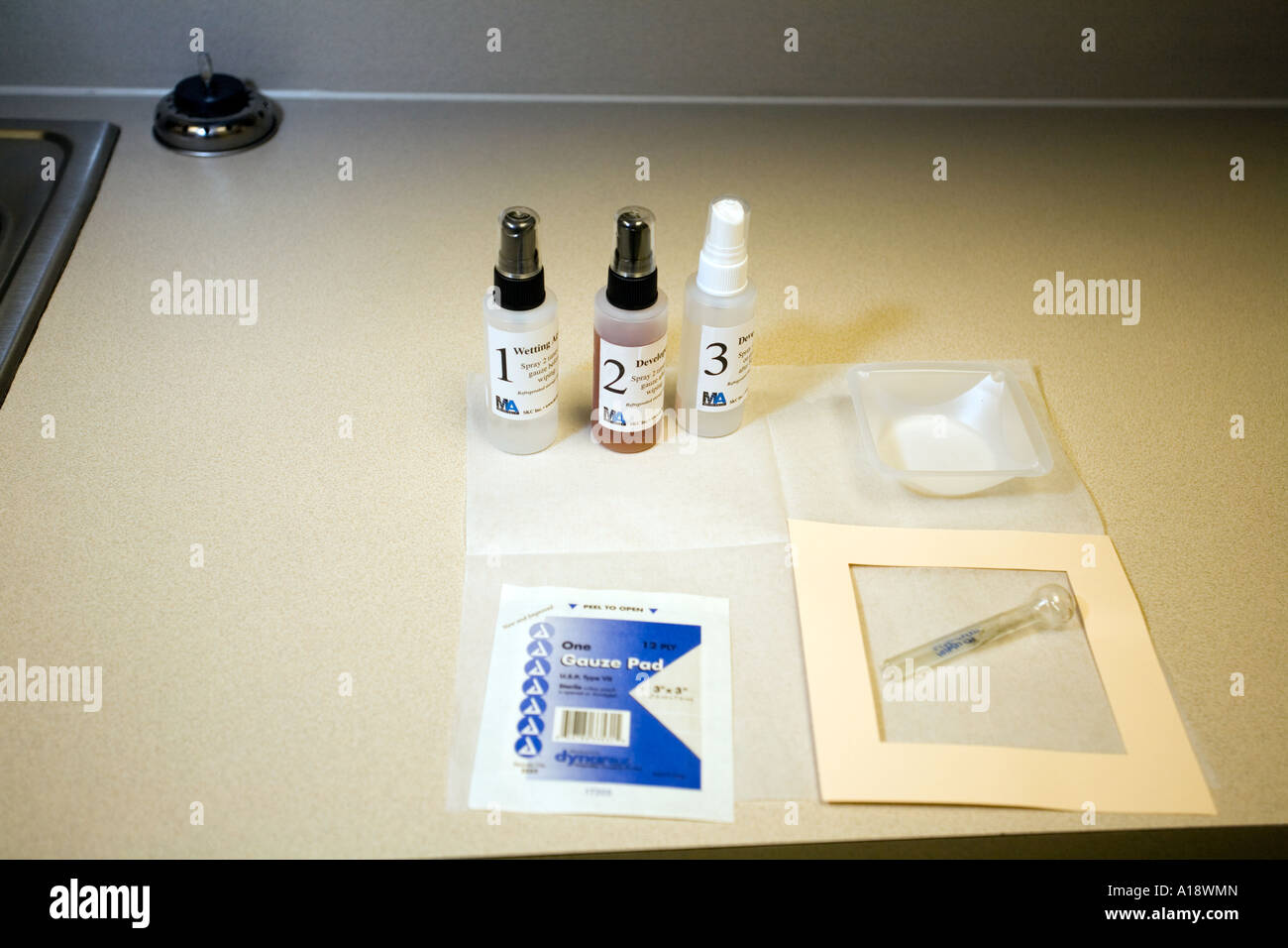 Meth Alert kit that is used to test if a substance is meth Stock Photo