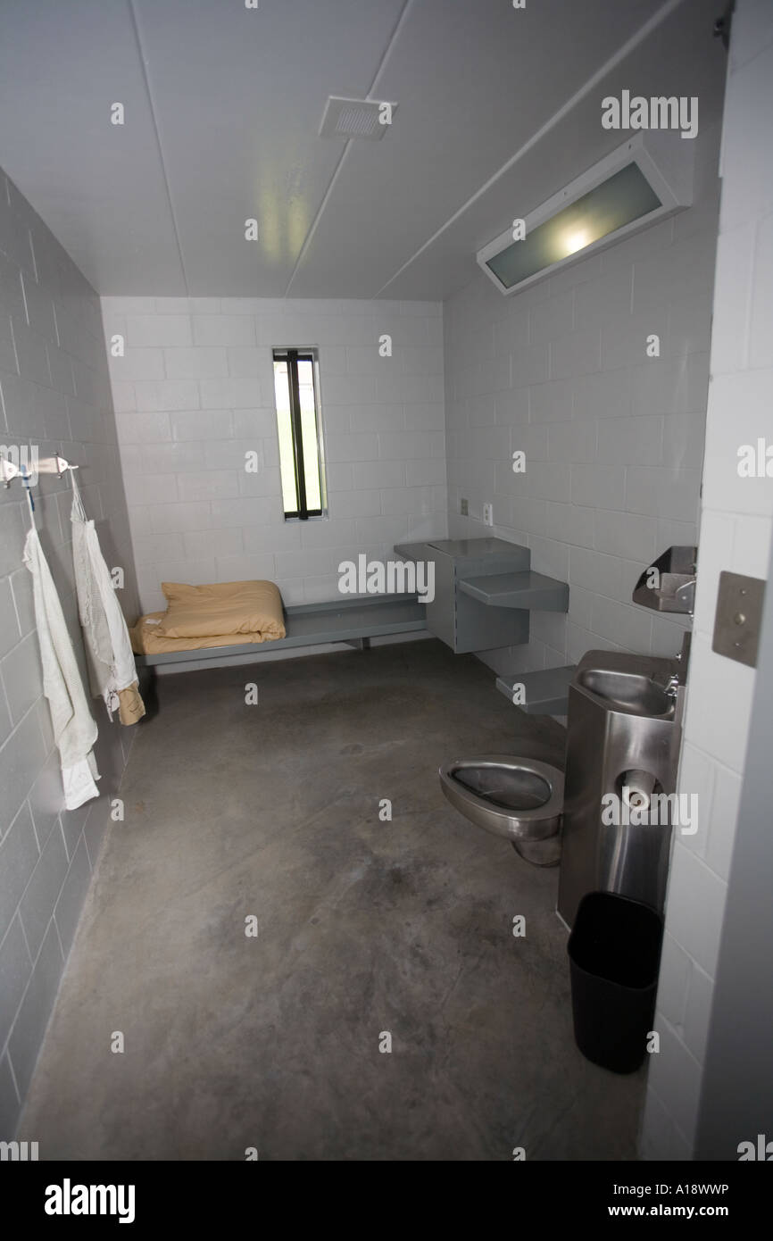 Cell in segregation unit at the Nebraska Correctional Center for Women in York Nebraska USA Stock Photo