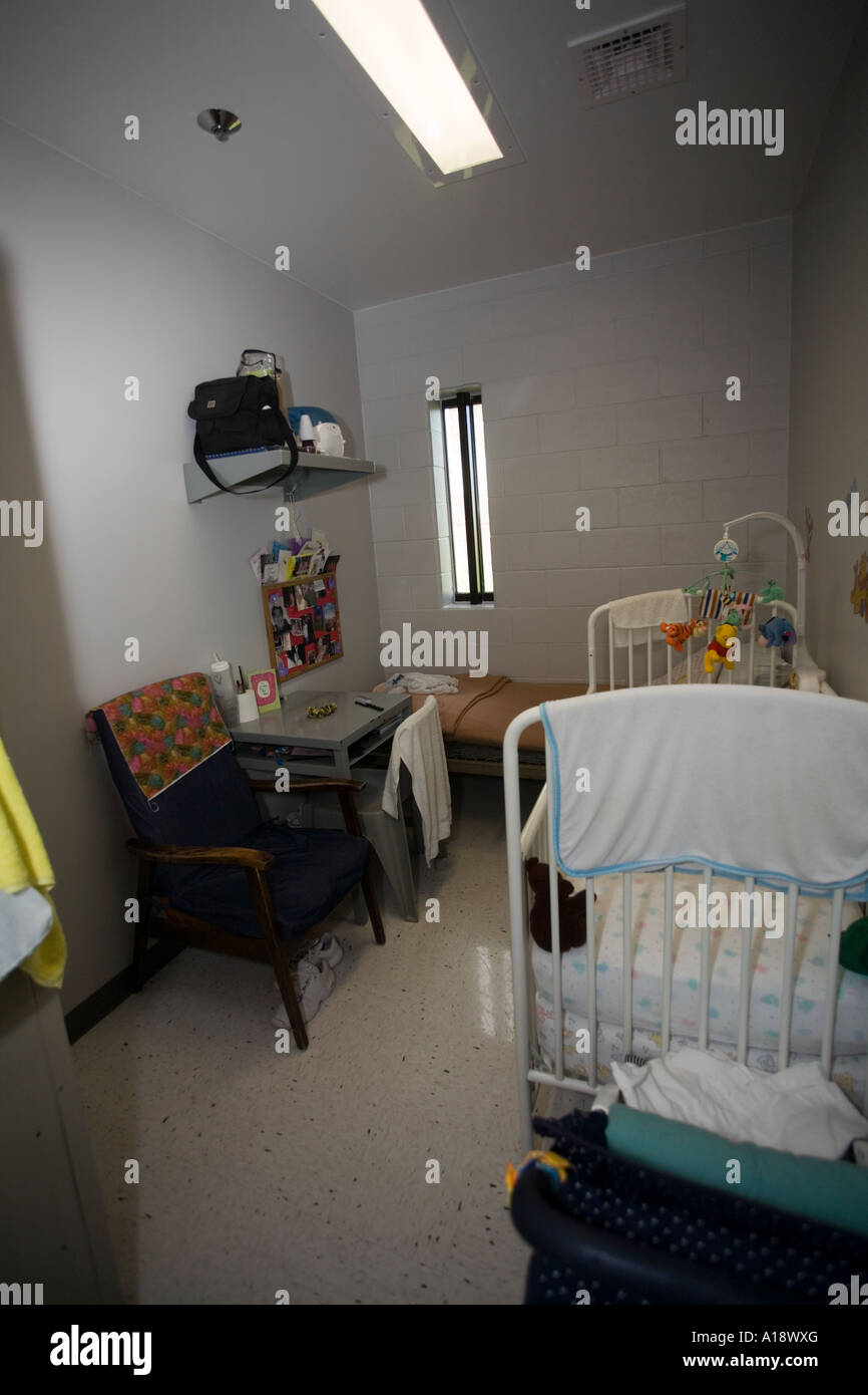 Cell in the nursery unit at the Nebraska Correctional Center for Women in York Nebraska USA Stock Photo