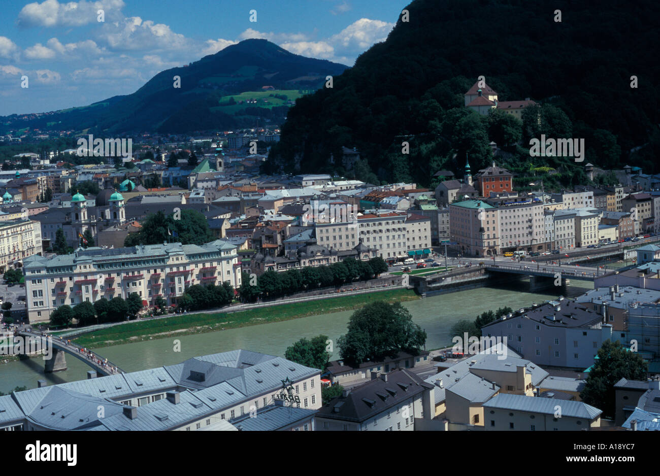 A view across Saltzburg from above the city Austria Stock Photo