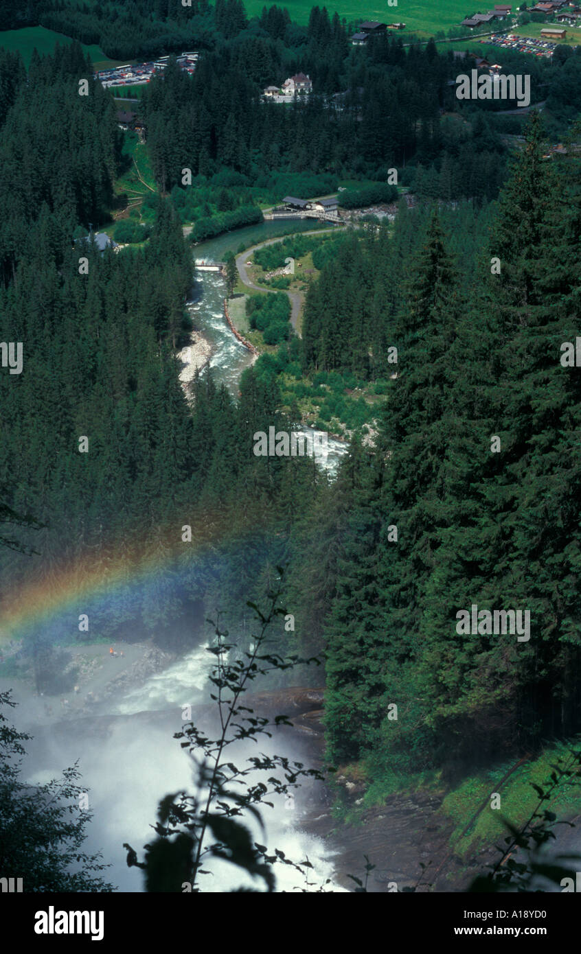 The Krimmer waterfall and Krimmler ache Saltzburg province Austria Stock Photo