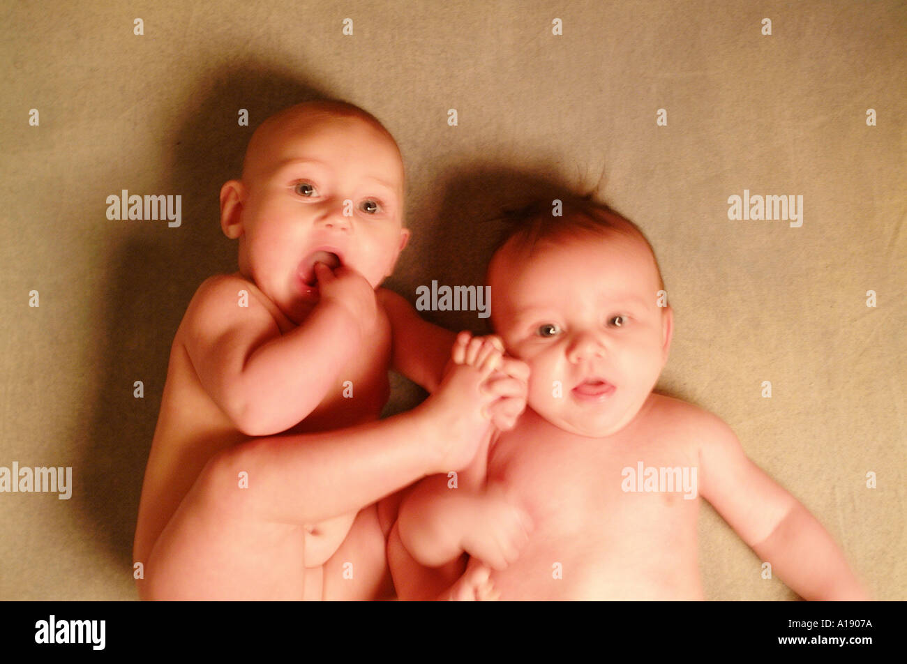 Baby boy and girl Stock Photo
