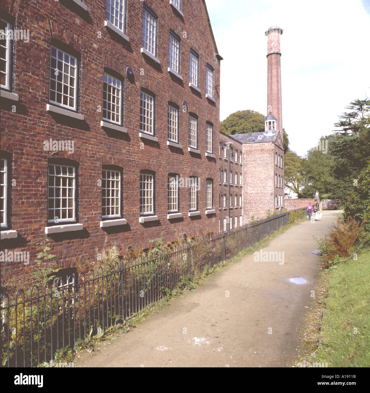 Part of the exterior of Quarry Bank Mill, Styal, north of Wilmslow, Cheshire, England, UK. Stock Photo