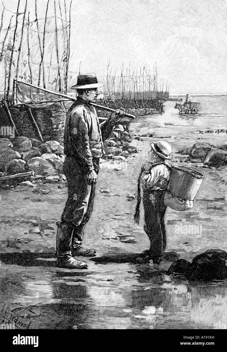 Father and son fishing Black and White Stock Photos & Images - Alamy