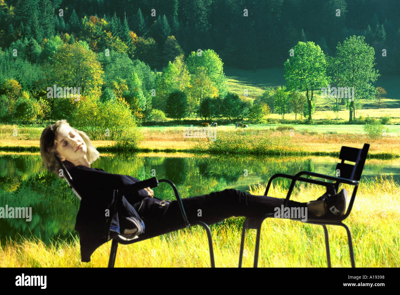 Woman relaxing in nature hi-res stock photography and images - Alamy