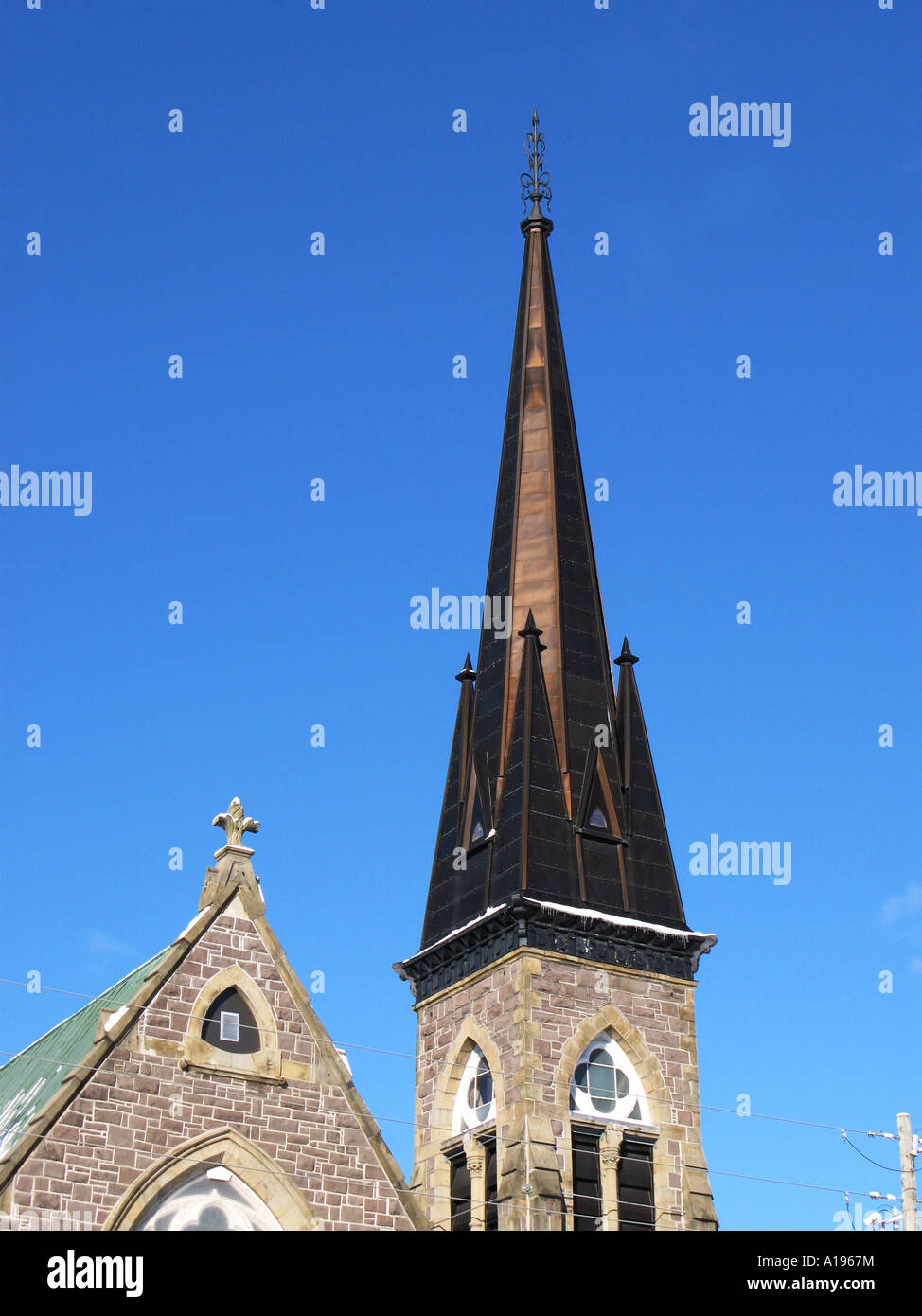 Stock image of a black church steeple Stock Photo - Alamy