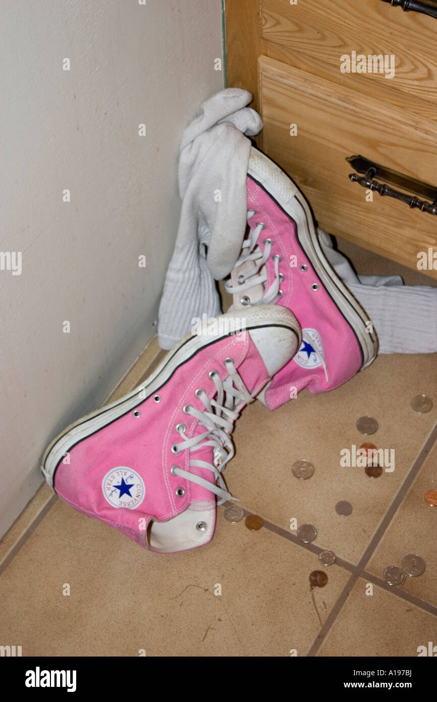 Photographers high-tops after a night on the town. Nisswa Minnesota USA - Buy stock digital image. Stock Photo