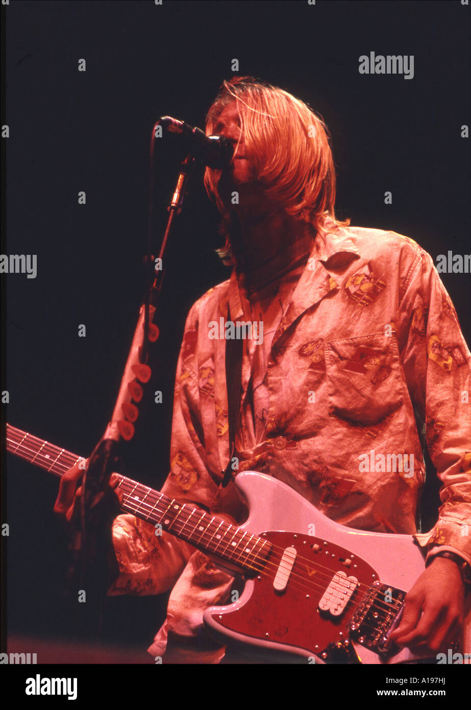 NIRVANA Kurt Cobain at the Los Angeles Forum on 30 December 1993 Stock Photo