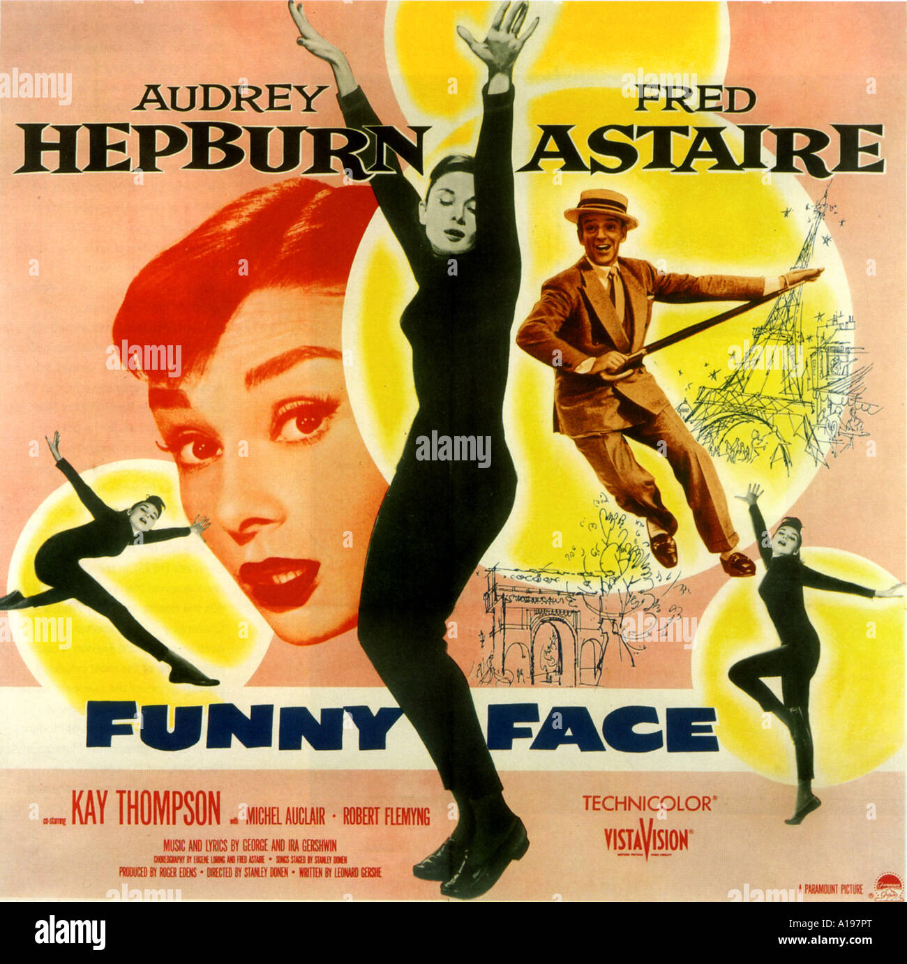 FUNNY FACE poster for 1957 Paramount film with Audrey Hepburn and Stock