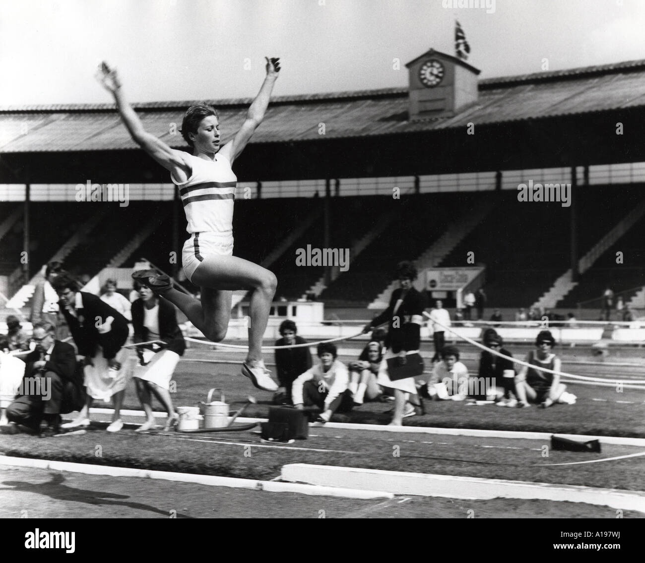 MARY RAND UK track and field athlete in 1964 the year she achived an Olympic world long-jump record of 6.76m Stock Photo
