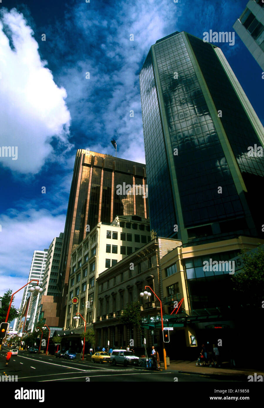 High rise buildings in city centre Auckland New Zealand R Francis Stock Photo