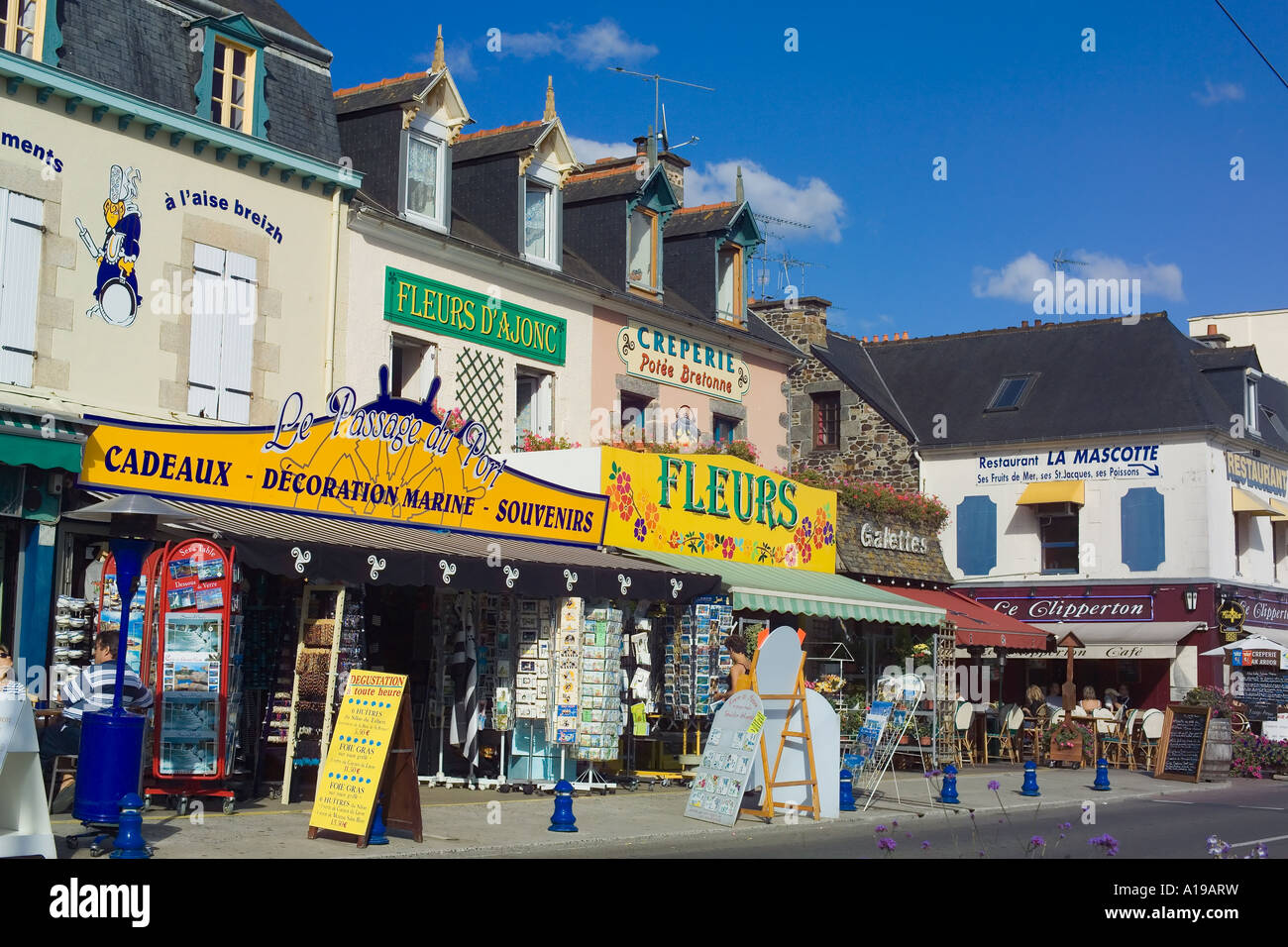 Waterfront houses and shops, Binic, Brittany, France Stock Photo Alamy