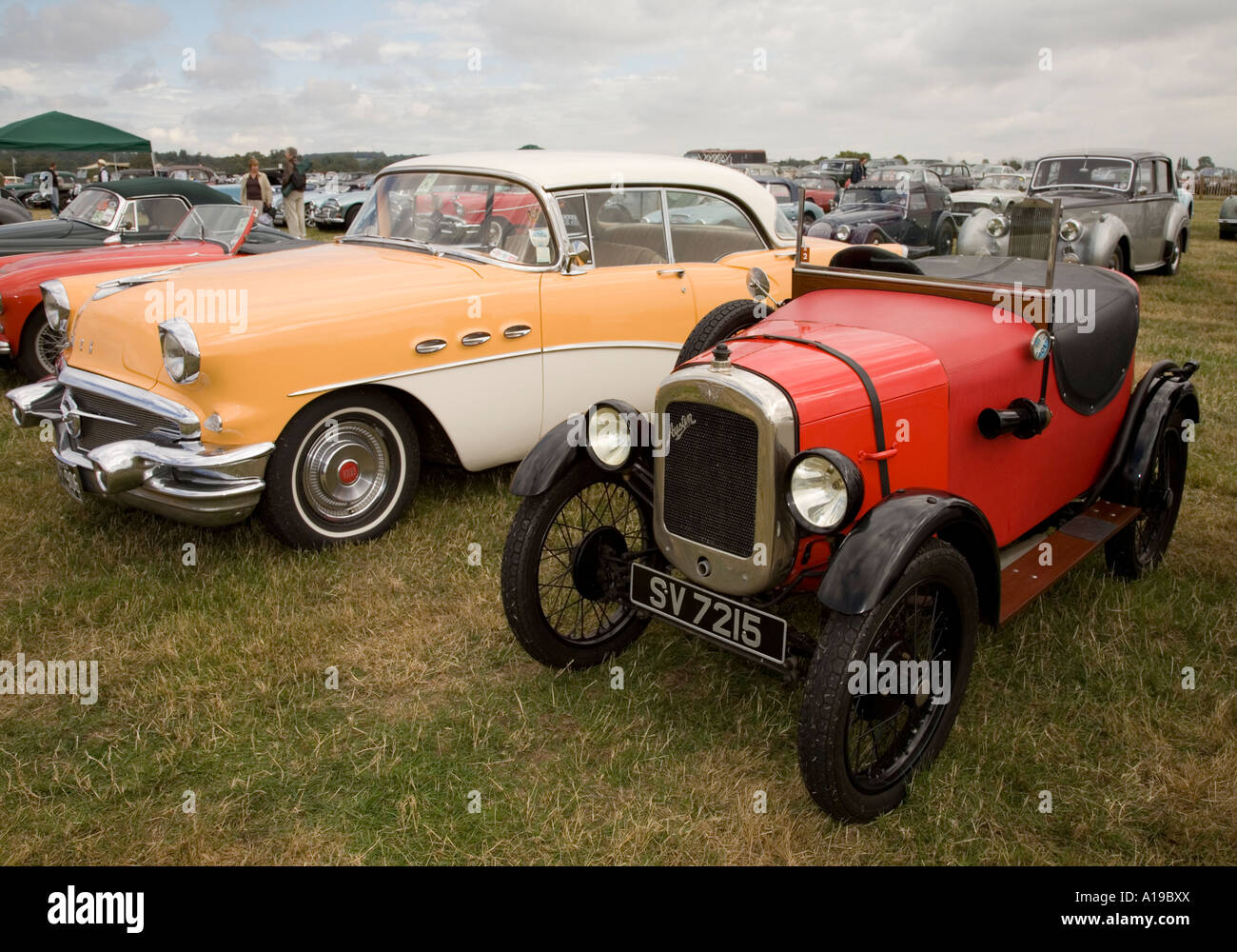 1956 Buick and Austin Seven parked. Stock Photo