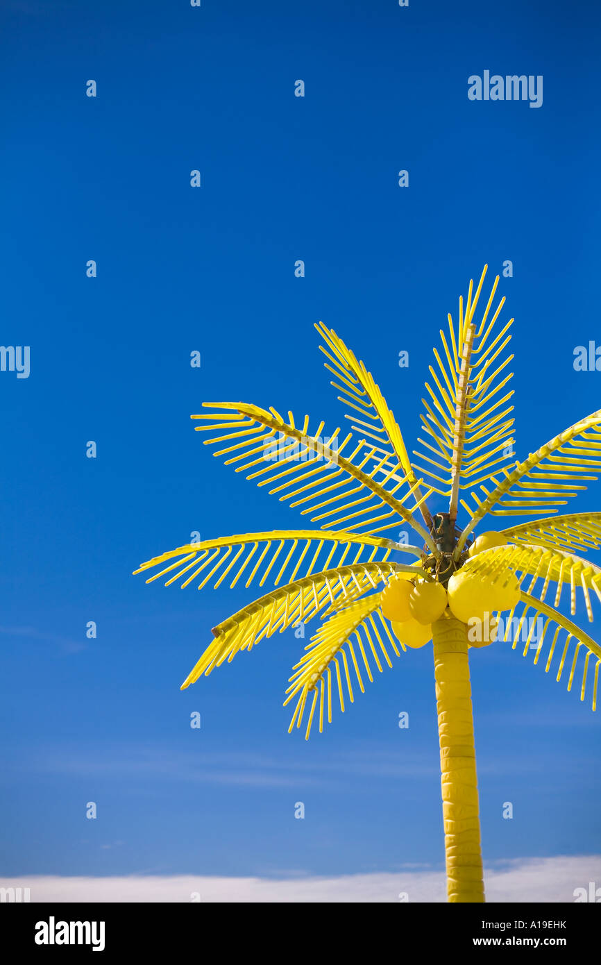 Plastic palm tree near boardwalk oceanfront resort area Virginia Beach