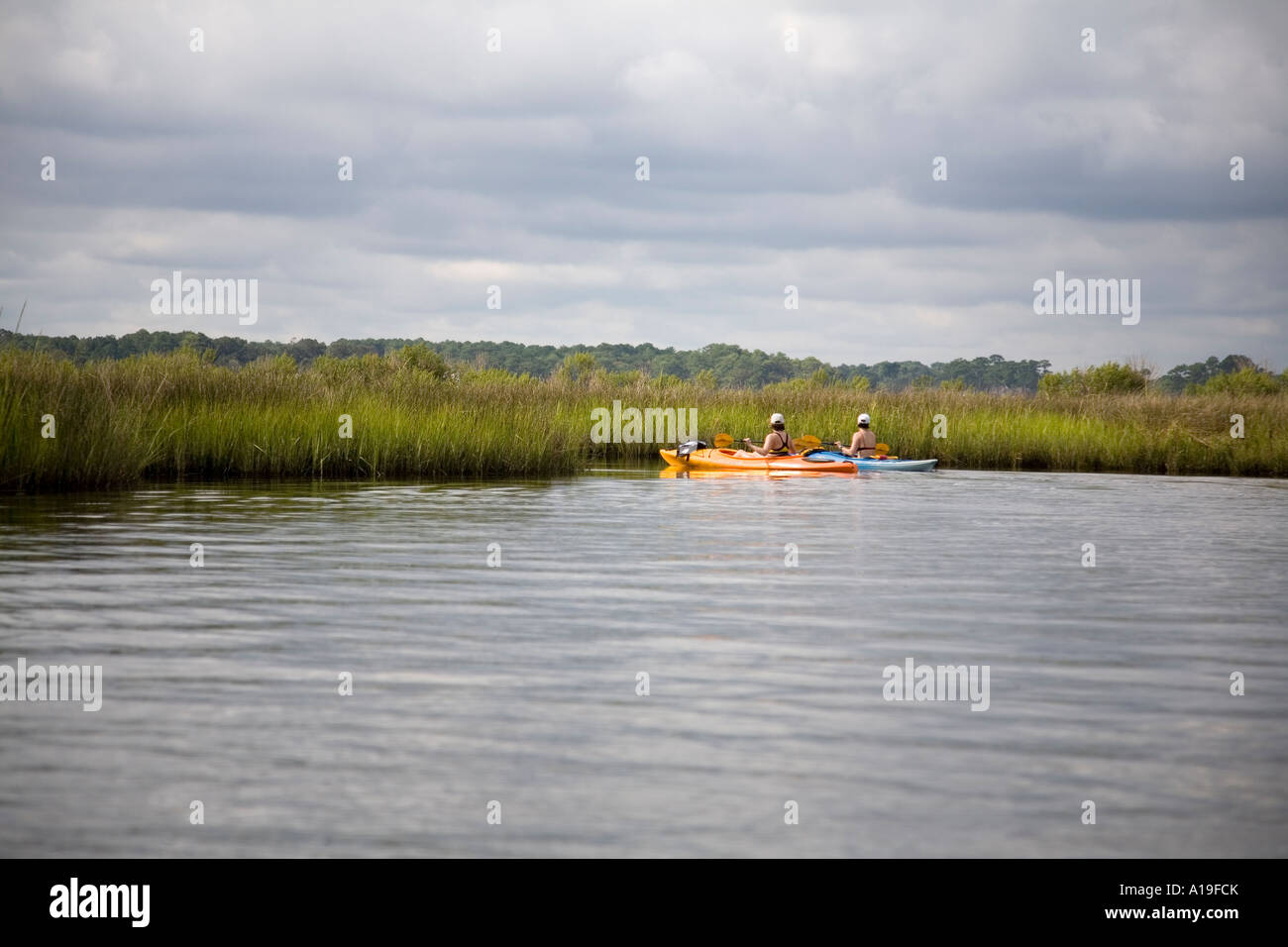 Women kayaking in Seashore First Landing State Park Virginia Beach VA