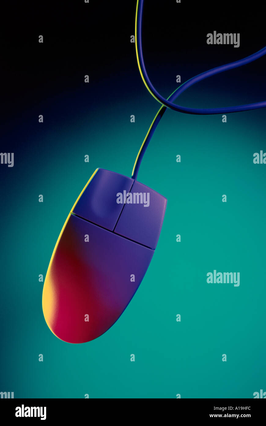 Computer mouse with coloured light on colour backgroun Stock Photo Alamy