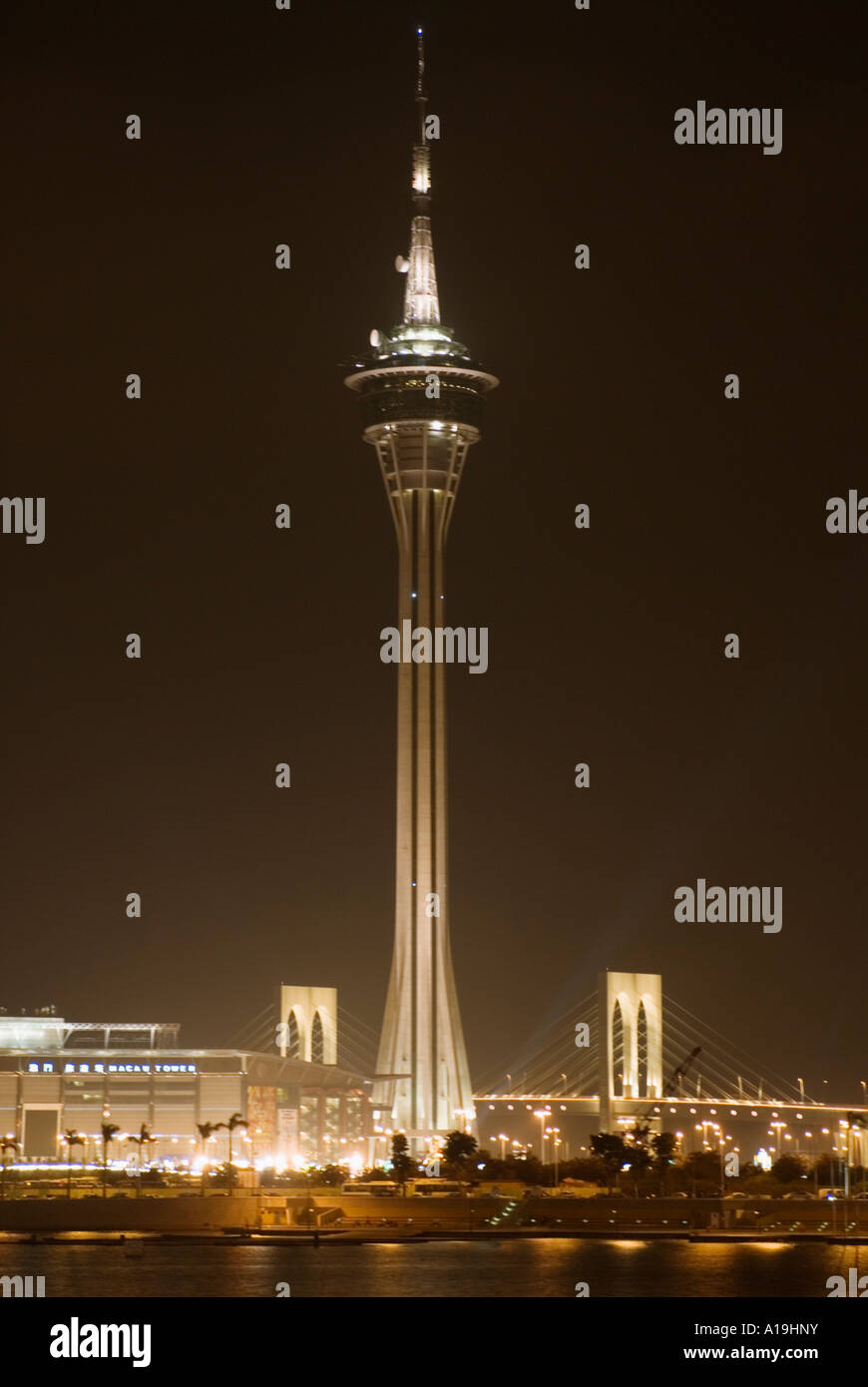 Macau Tower At Night China Stock Photo - Alamy