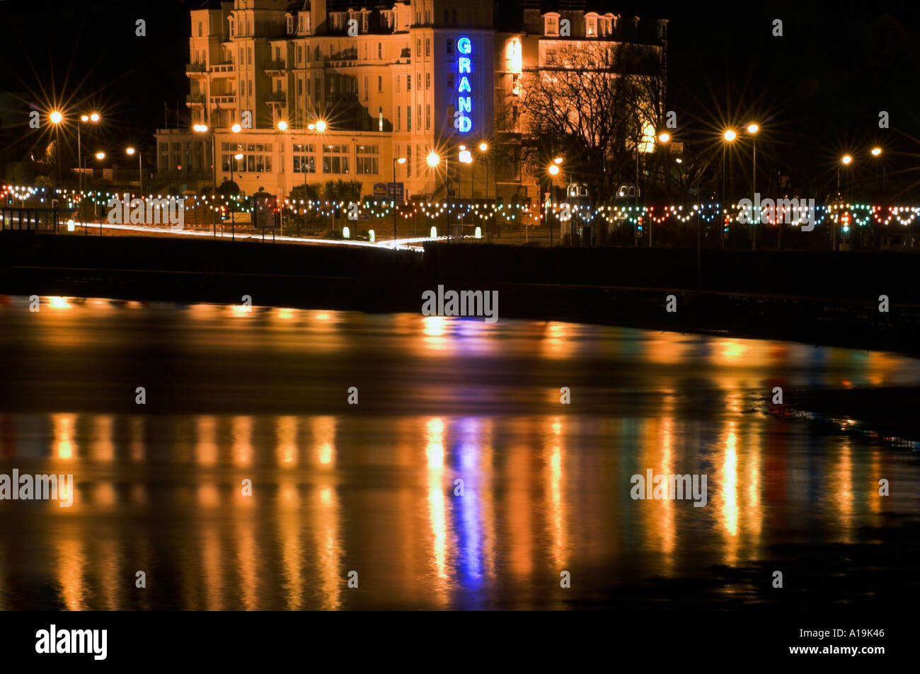 Reflections of the Grand Hotel Torquay Devon England Stock Photo