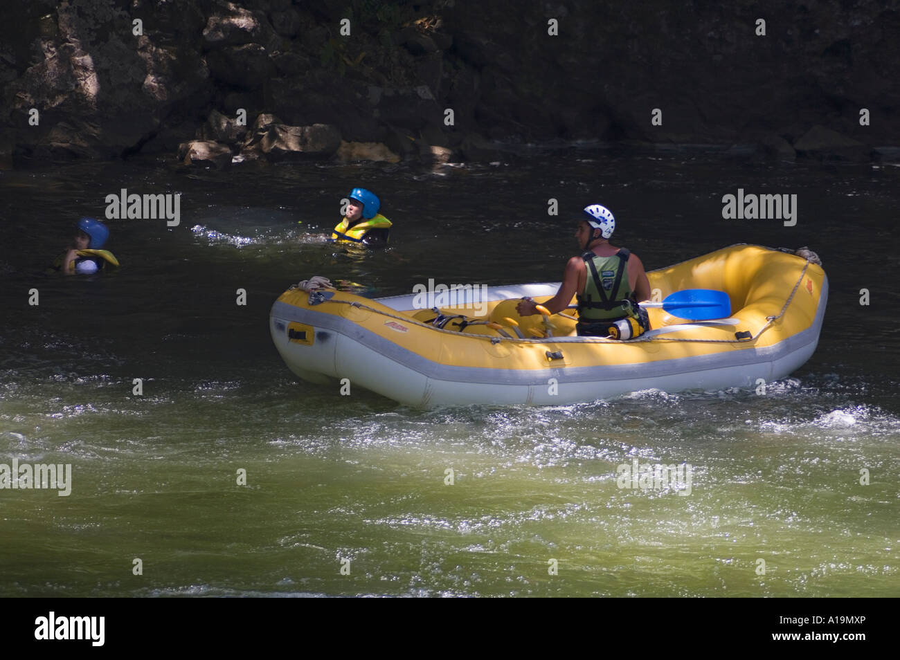 White water rafting Tully Gorge State Forest Queensland Australia Stock Photo