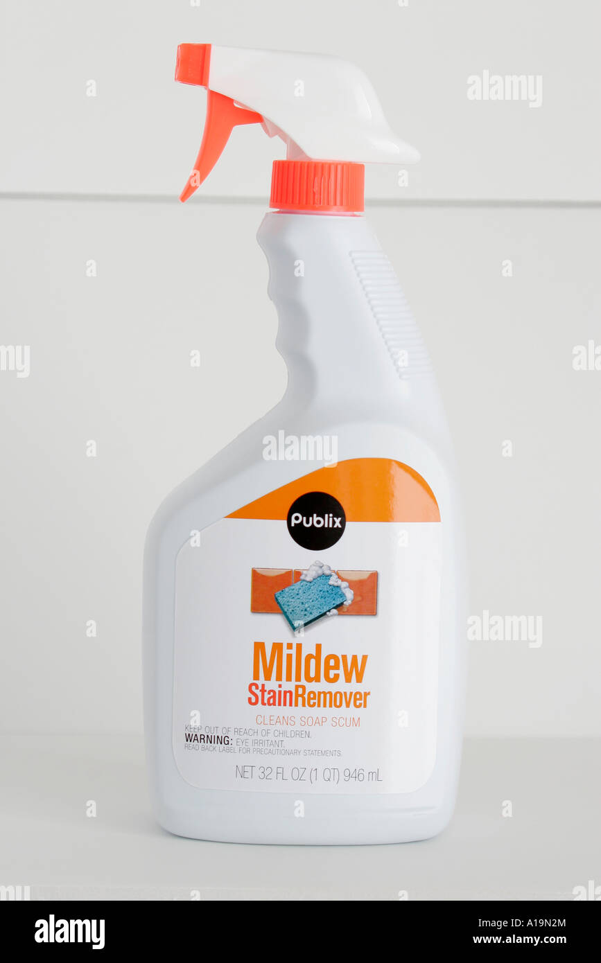 Miami Beach Florida,product container,ad,advertising,ad,promote,convenience,retailing,design,information,white background,spray bottle,Publix Mildew S Stock Photo