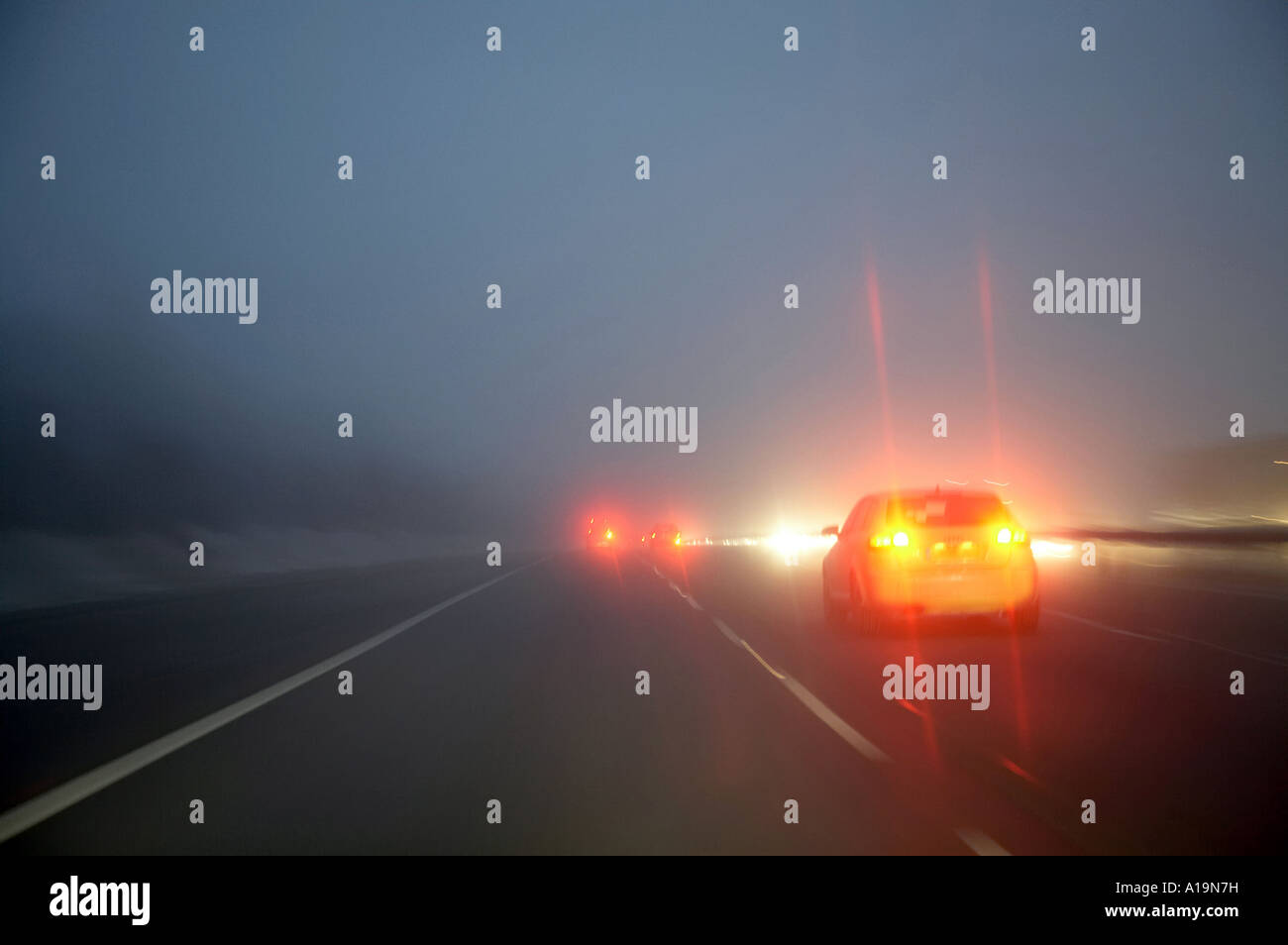 Driving in Fog in England UK Stock Photo Alamy