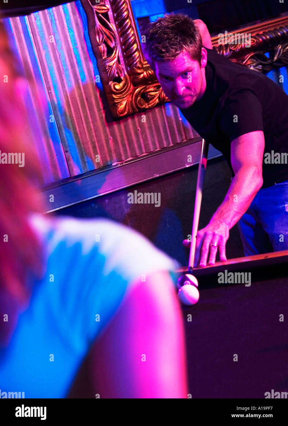 Neil Playing Pool Man playing pool female friend hi-res stock photography and images - Alamy