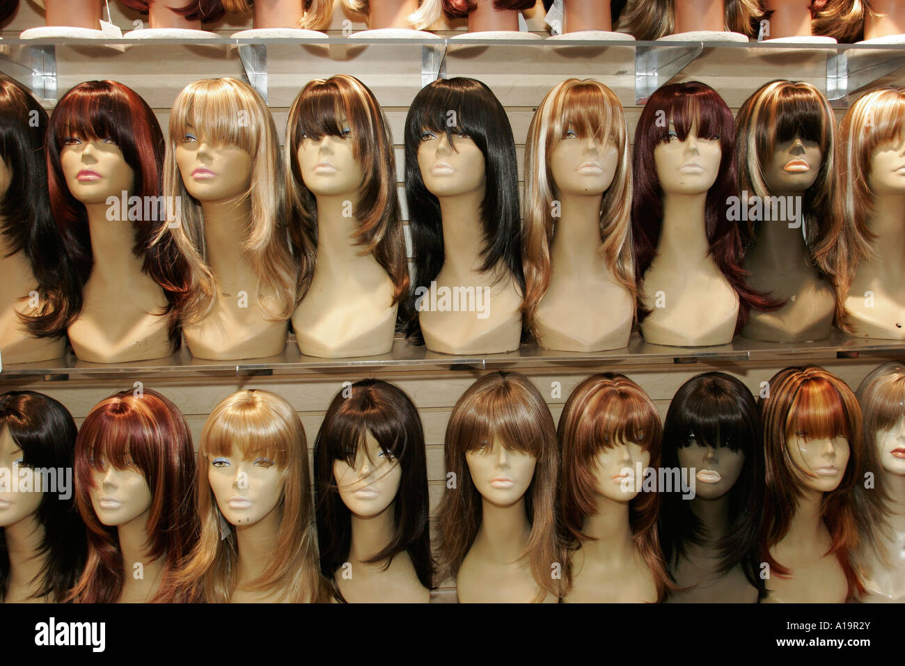 Miami Florida Bayside Marketplace female wigs hair mannequin heads Stock Photo 10190354 Alamy