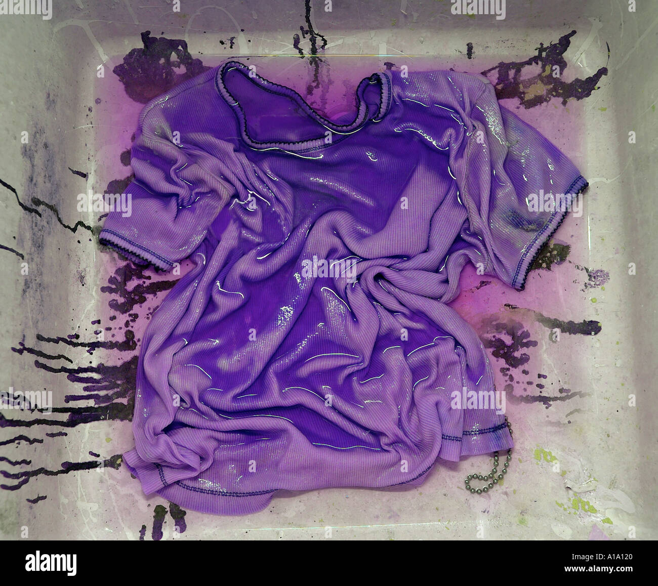 Shirt With Dye In Sink Stock Photo