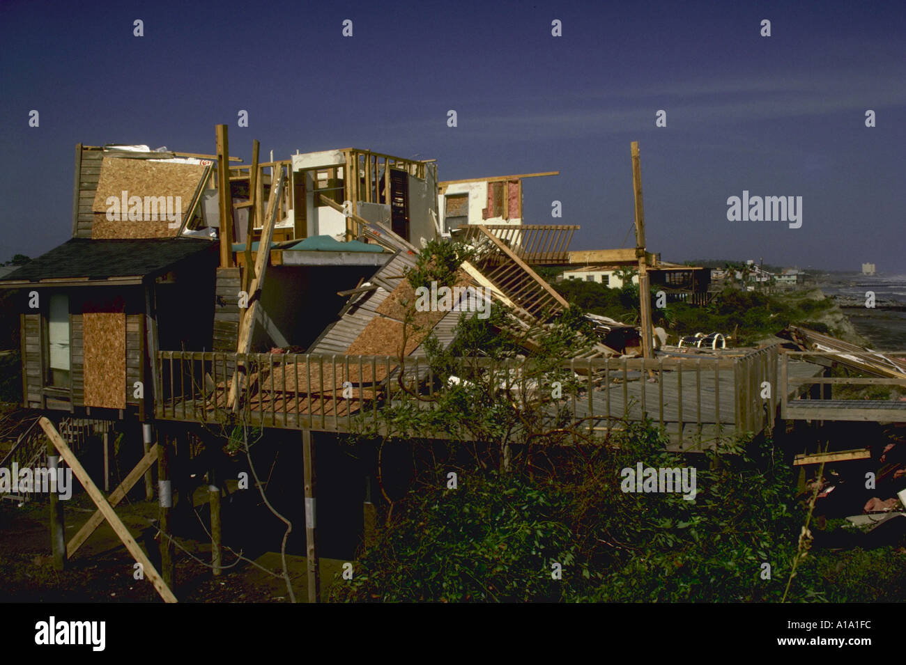 House damage done during hurrican Hugo South Carolina Stock Photo Alamy