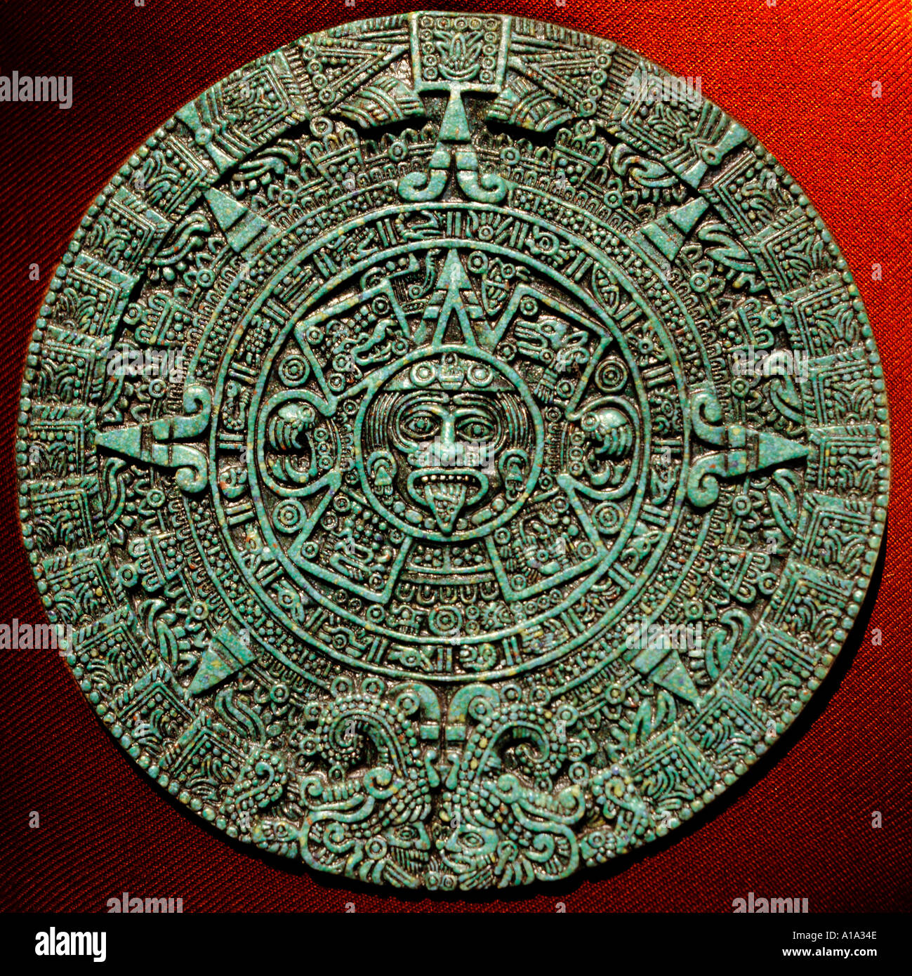 Handicraft Reproduction of The Aztec Calendar Mexico Stock Photo
