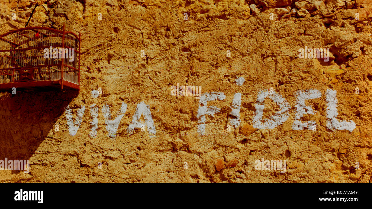 Cuba Viva Fidel graffito Stock Photo