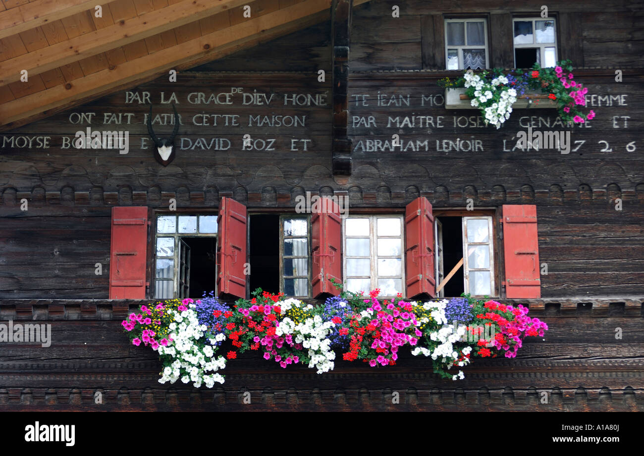Chalet from the year 1726, Bernese Oberland, Switzerland Stock Photo
