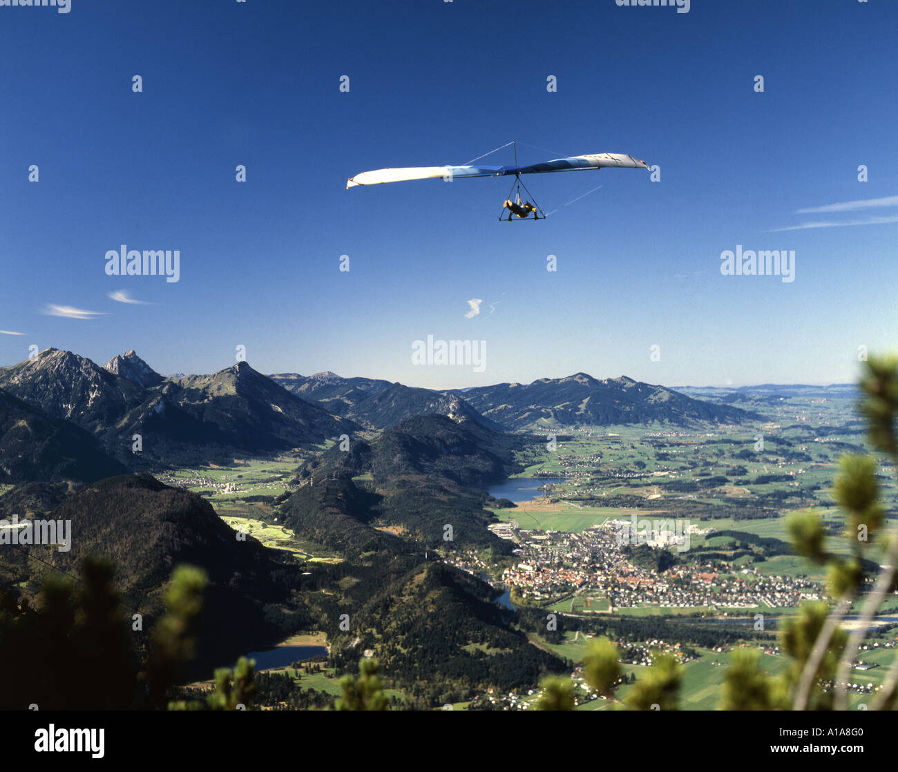 Hang glider near Füssen Allgäu, Germany Stock Photo