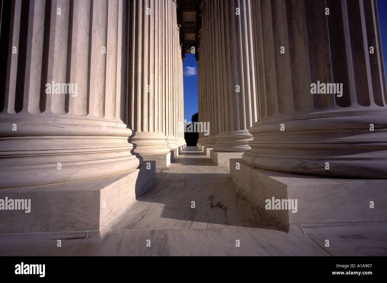 Columns of Supreme Court building, Washington D.C. Stock Photo
