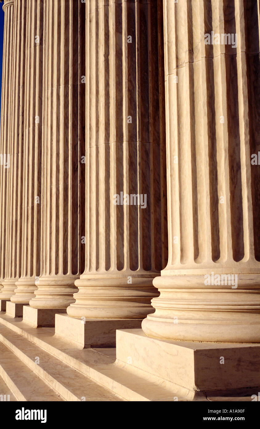 U.S. Supreme Court building columns, Washington D.C. Stock Photo