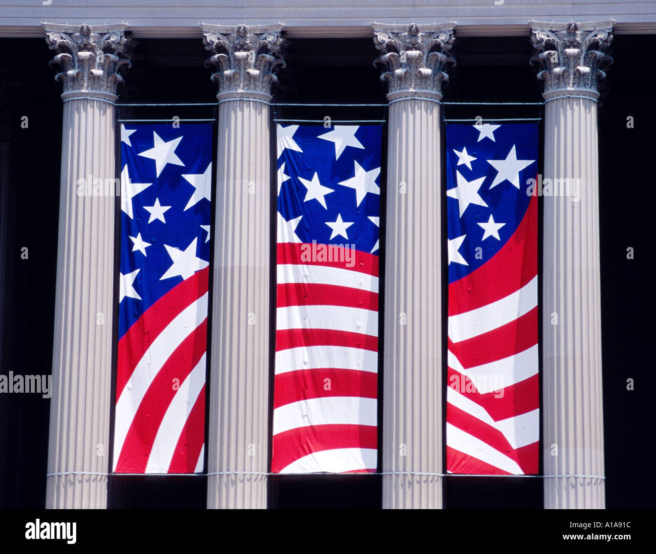 American Flag Banner, Washington D.C. Stock Photo