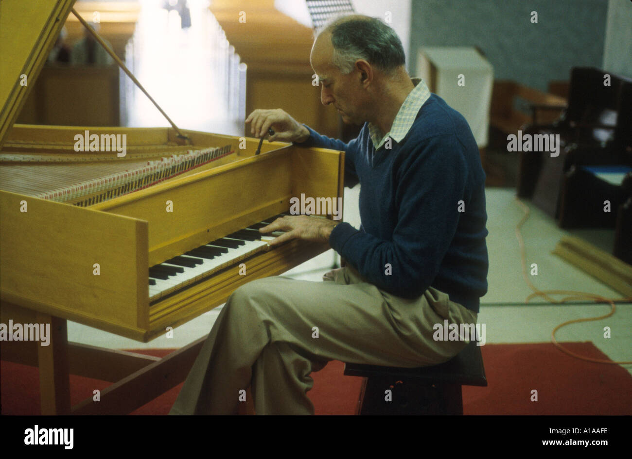 Harpsichord tuning before a recital Stock Photo Alamy